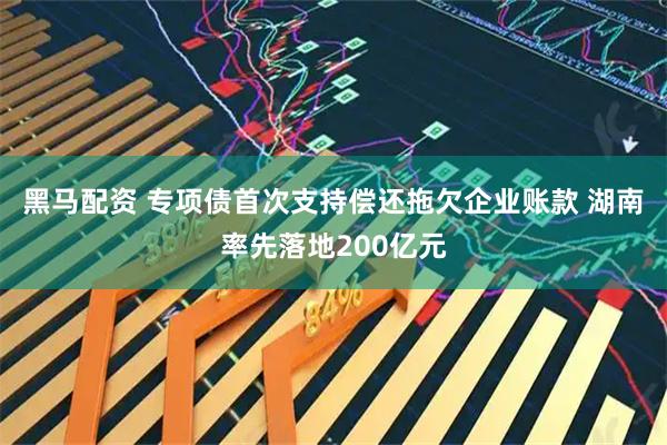 黑马配资 专项债首次支持偿还拖欠企业账款 湖南率先落地200亿元